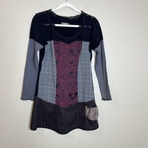Women's Tunic Mini Dress Patchwork Unconventional Lace goth Whimsigoth Steampunk